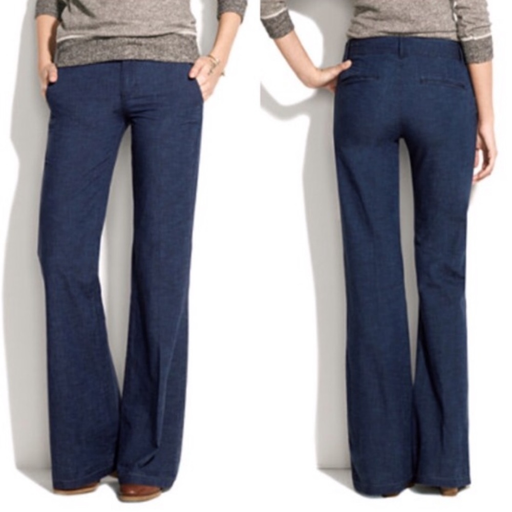 Madewell Navy Blue Widelegger Cotton Pants 27